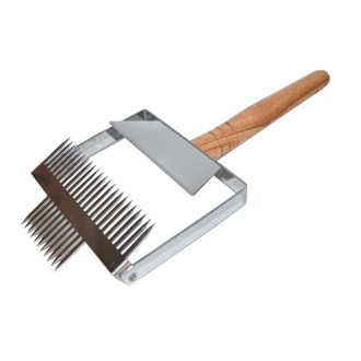 Double stainless steel uncapping fork 23n with guiding blade
