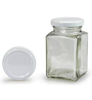 Square jar with white lid 260 ml (TO 58)