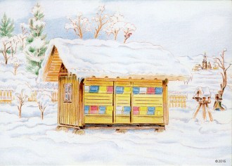 Postcard - Winter apiary