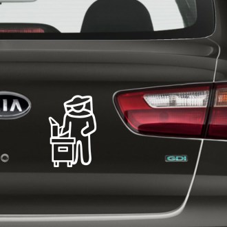 Sticker Beekeeper with hive - white