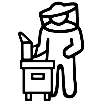 Sticker Beekeeper with hive - black