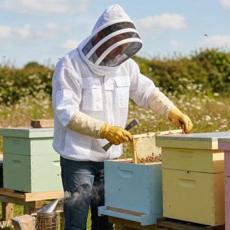 Professional Beekeeper Jacket with Veil Size: S-XXL