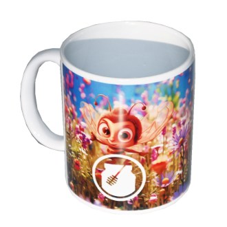 Cup with children's motif of a bee in the meadow