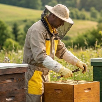 Beige bee suit with hat sizes: S-XXXL