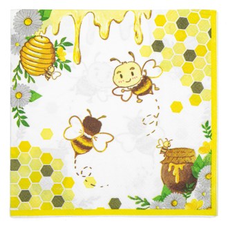 Paper napkins Bee with honey and comb - 20 pcs