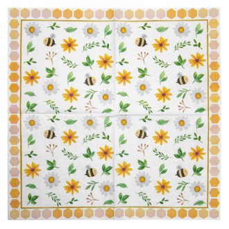 Paper napkins Bees and Flowers - 20 pcs