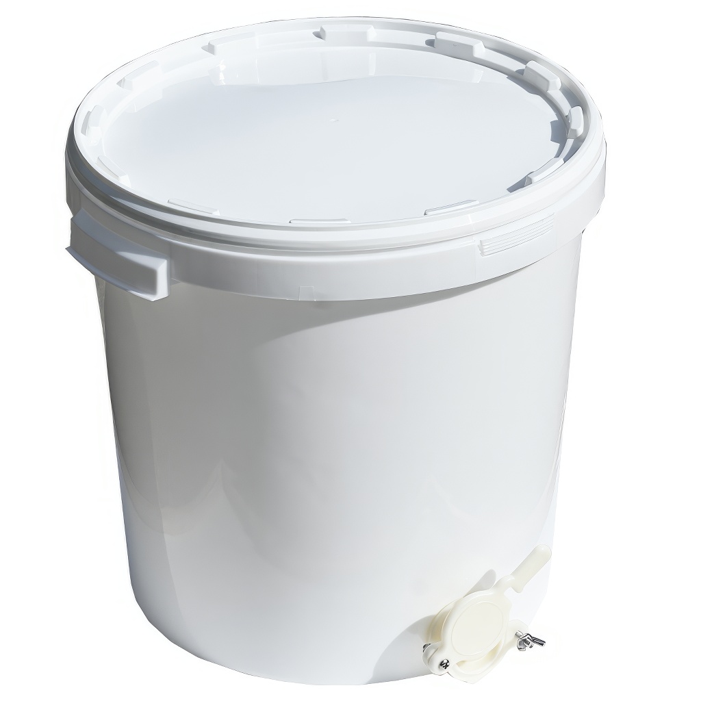 Honey extractor container 40 kg with valve - white