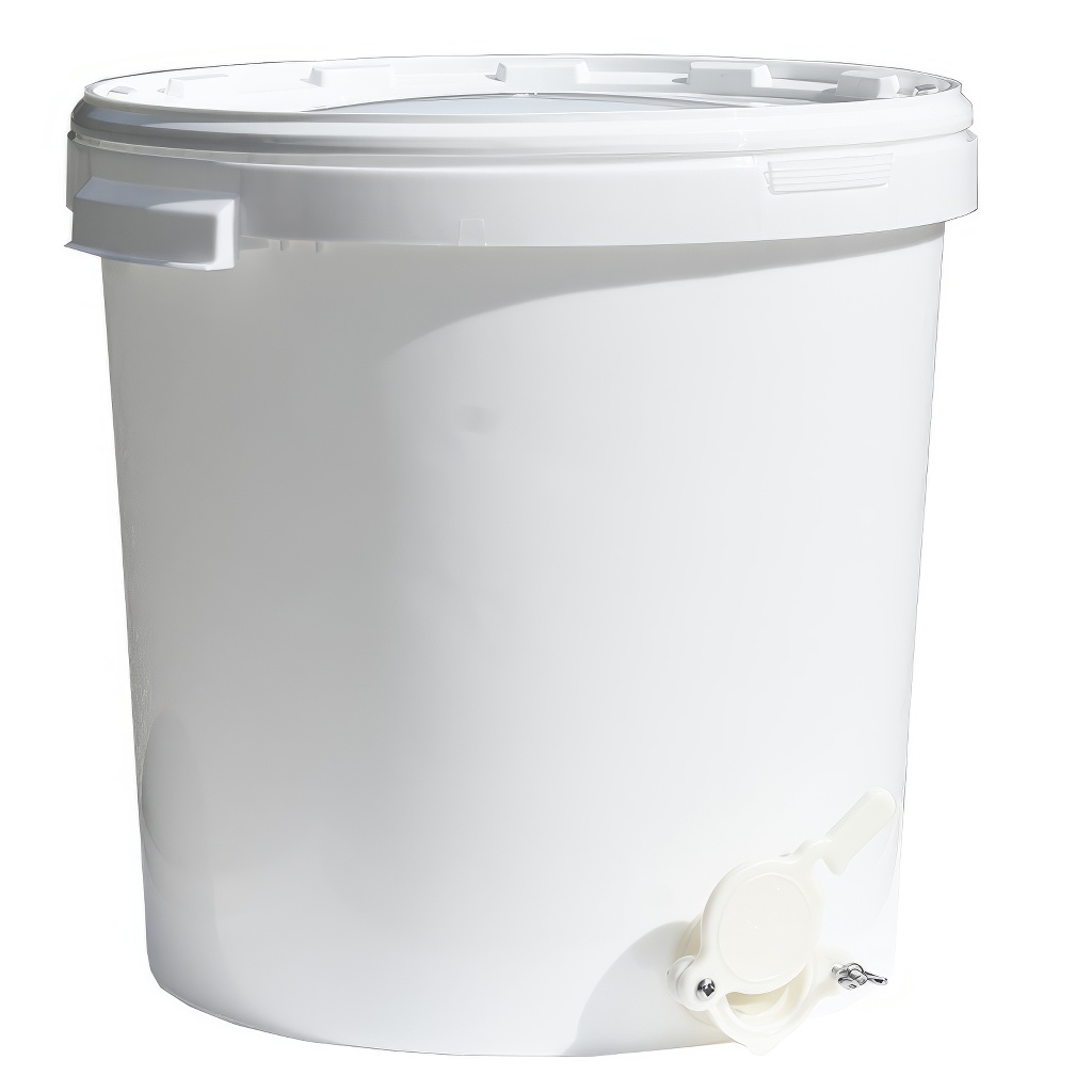 Honey extractor container 40 kg with valve - white
