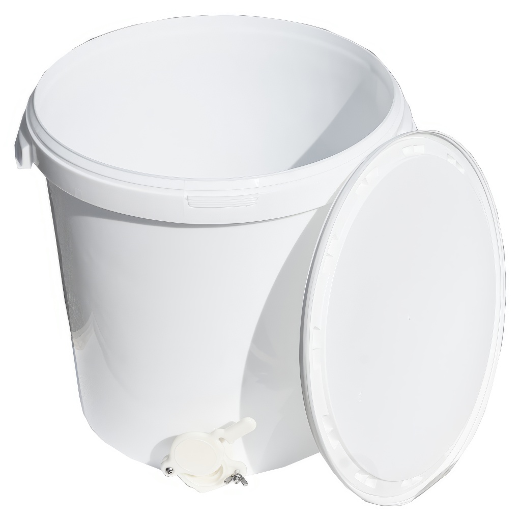 Honey extractor container 40 kg with valve - white