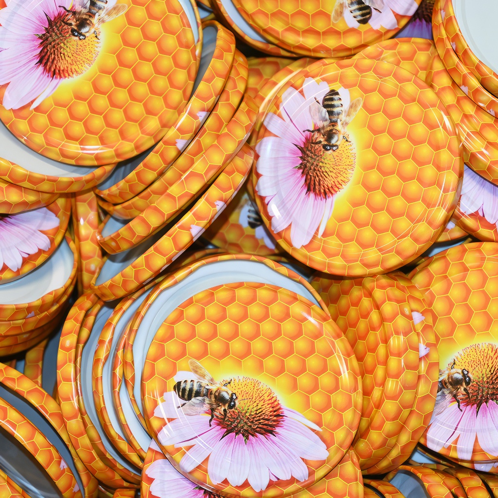 Jar lid TO 82 - bee on pink daisy - 700 pcs - whole box - HO2